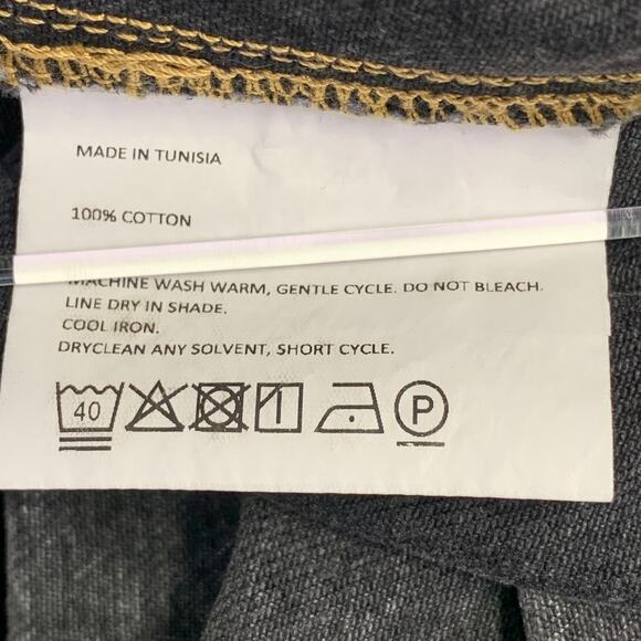 M Grey Cotton Denim Contrast Stitch Oversized Drop Waist Deep V-Neck Dress - Picture 6 of 6